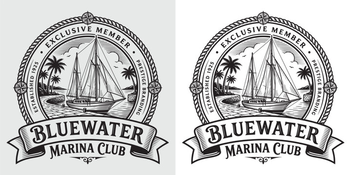 Bluewater Marina Club exclusive sailboat nautical crest logo