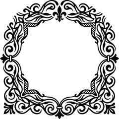 An graceful ornate black border frame with intricate filigree details for luxury invitations. © MstBaby