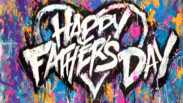 Happy Father's Day Graffiti Happy Fathers Day, Stylized Text, Colorful Background, Father's Day Greeting VECTOR