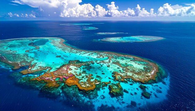 Colorful tropical fish swimming in coral reef underwater scene.