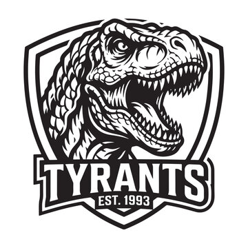 T-rex dinosaur head mascot logo design
