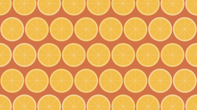 Seamless orange circle pattern texture on vibrant red background vector illustration