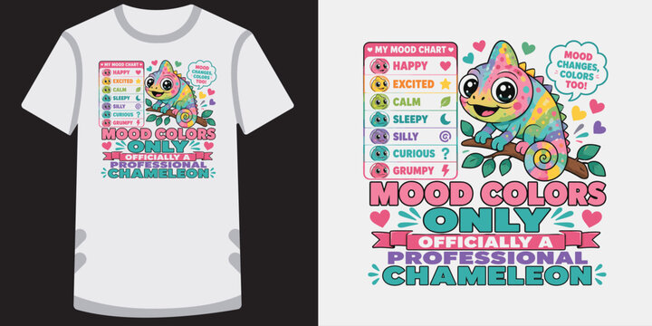 Mood chart chameleon professional professional officially rainbow lizard character artwork.