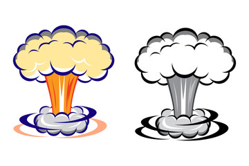 Nuclear bomb icon vector illustration. nuclear explosion mushroom cloud set. mushroom cloud explosion graphic bomb. Editable stroke. © Newton