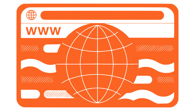 Orange Web Browser Interface with Globe Icon