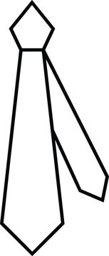 Minimalist black line art necktie vector icon isolated on white background for business formal dress code fashion design.