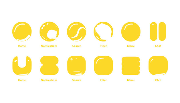 Yellow App Icons Set: UI Elements for Mobile Apps, Websites and Design