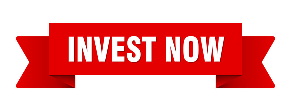 invest now ribbon isolated on transparent background. invest now ribbon