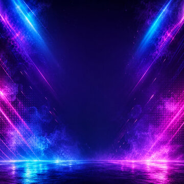 Neon club background with blue and pink light effects