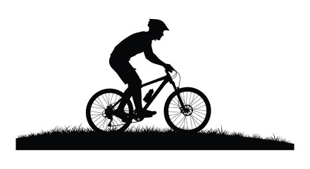 Obraz premium Motocross And Mountain Bike Rider Silhouettes Flat Vector Illustration