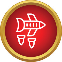 Obraz premium Outline icon representing a bomber aircraft releasing munitions in a red frame