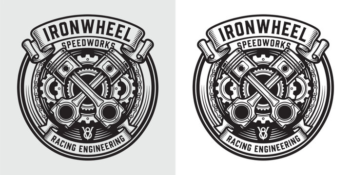 Ironwheel Speedworks Racing Engineering Logo Emblem Design