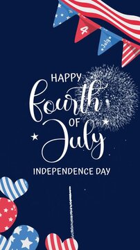 4th of july text celebrates independence day, perfect for patriotic designs, vertical social media posts, event promotions, and holiday marketing campaigns.