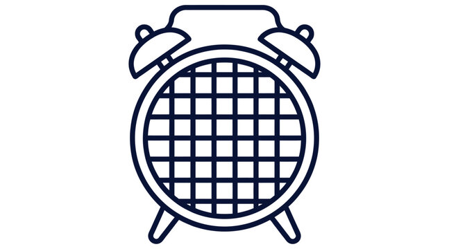 Alarm clock face with calendar grid pattern outline icon