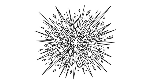 Abstract explosion of sharp geometric shards radiating outwards.