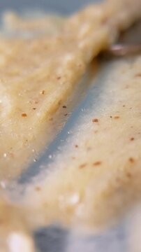 Soft focus close up of natural cream texture. Abstract concept shot of organic and natural skin care cream.