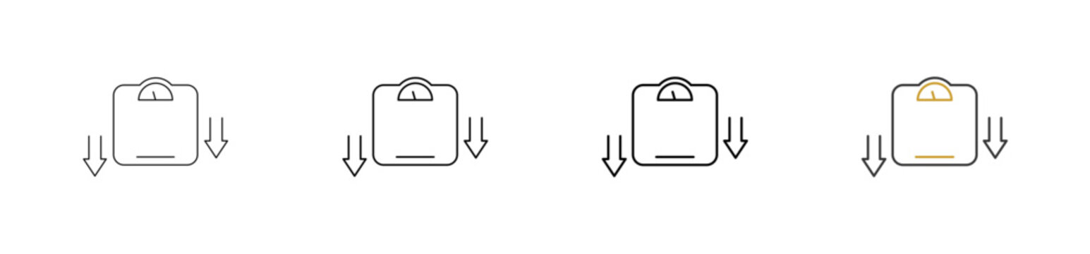 Weight Loss icon set outline style with various size