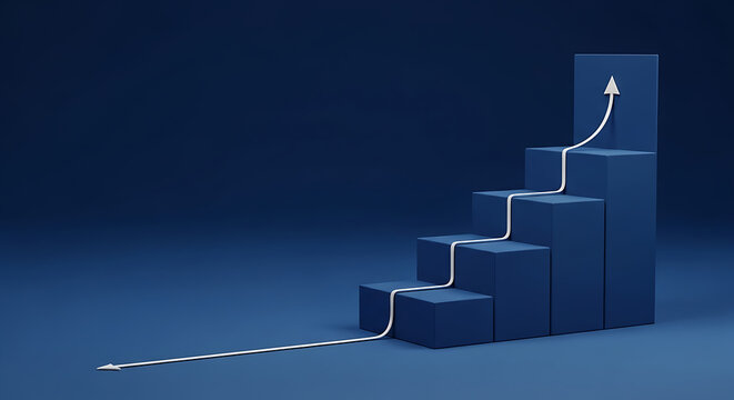 Business growth bar chart concept with rising arrow path business financial development increase performance corporate marketing investment progress strategy achievement analysis