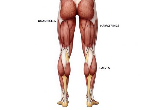 Human leg muscles anatomy illustration