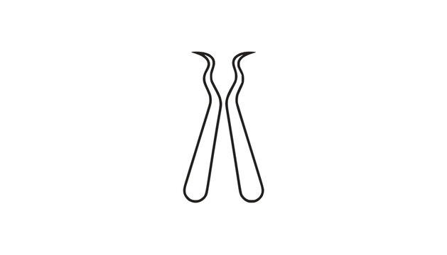 Minimalist Vector Illustration of Medical Forceps on White Background