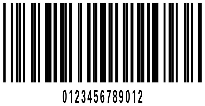 Realistic barcode icon for product and sales. Barcode symbol with numeric code vector illustration for retail scanning and product identification. Product barcode scanner. Simple fake bar code.