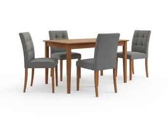 Fototapeta premium A Dining Table Set With Four Chairs And A Wooden Top