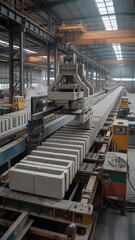 Fototapeta premium Automated Brick Manufacturing Machine in Industrial Factory Setting
