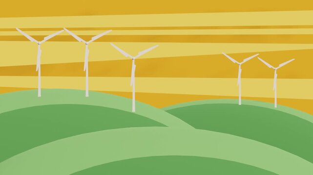wind turbine on green field