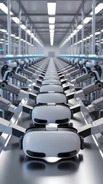 State-of-the-Art Virtual Reality Headsets in Futuristic Tech Store
