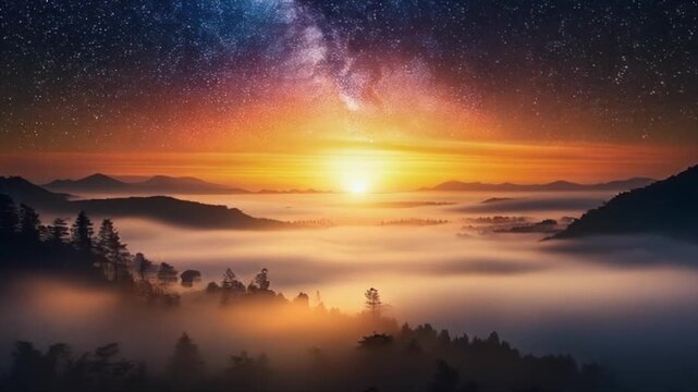 Subtle ambient rays piercing cosmic mist layers with warm gradients and soft luminous atmospheric depth