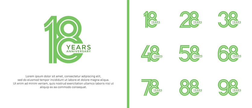 anniversary vector logo set, green color can be use for celebration