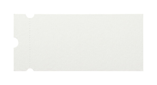 Blank white paper event ticket stub isolated