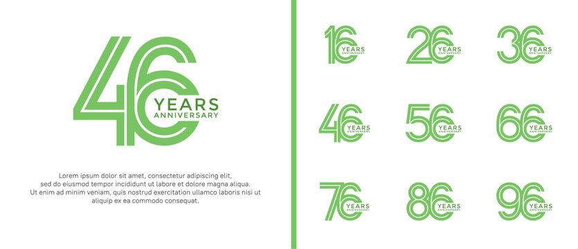 anniversary vector logo set, green color can be use for celebration