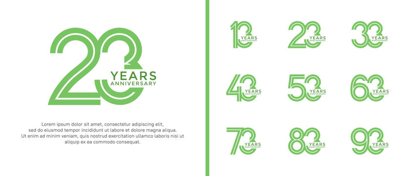 anniversary vector logo set, green color can be use for celebration