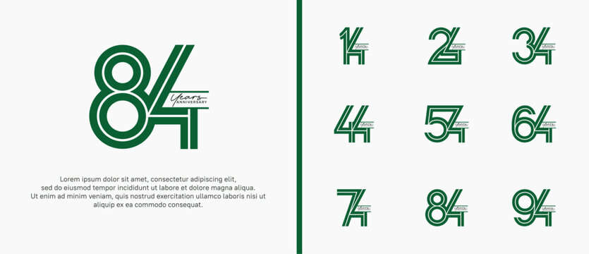 anniversary vector logo set, green color with handwriting can be use for celebration