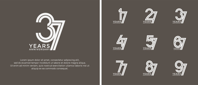 anniversary vector logo set, white color can be use for celebration