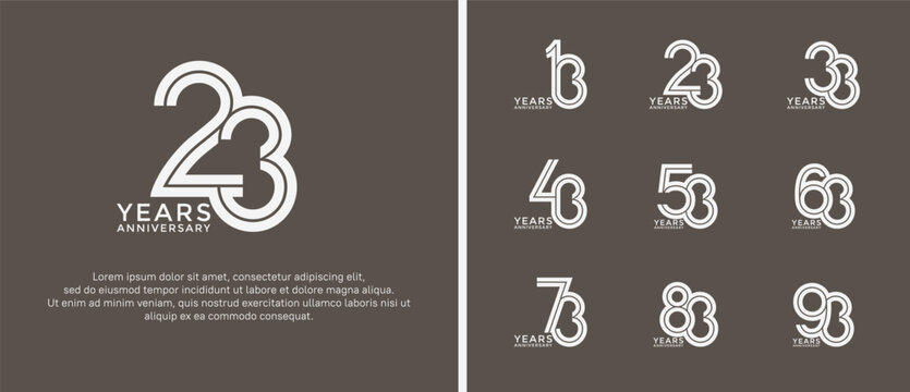 anniversary vector logo set, white color can be use for celebration