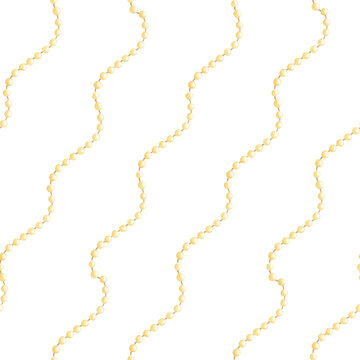 Simple Christmas lights garlands diagonal watercolor seamless pattern on white. Winter holiday festive decorations repeat background. Hand drawn pastel yellow wavy backdrop in minimalist style