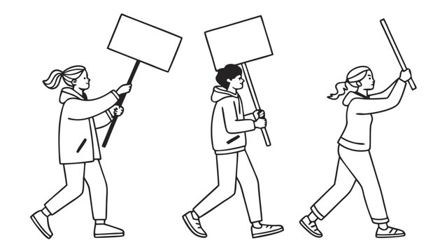 People protesting with signs and megaphones.