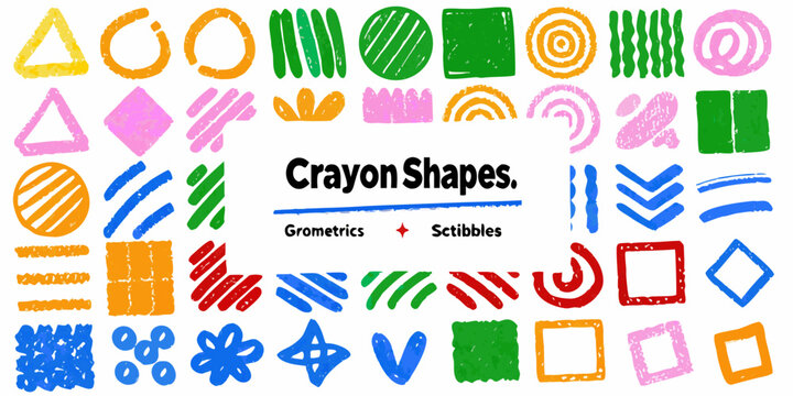 Crayon Shapes Illustration With Geometric And Abstract Forms