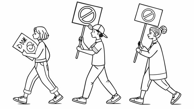 People protesting with signs in hands.