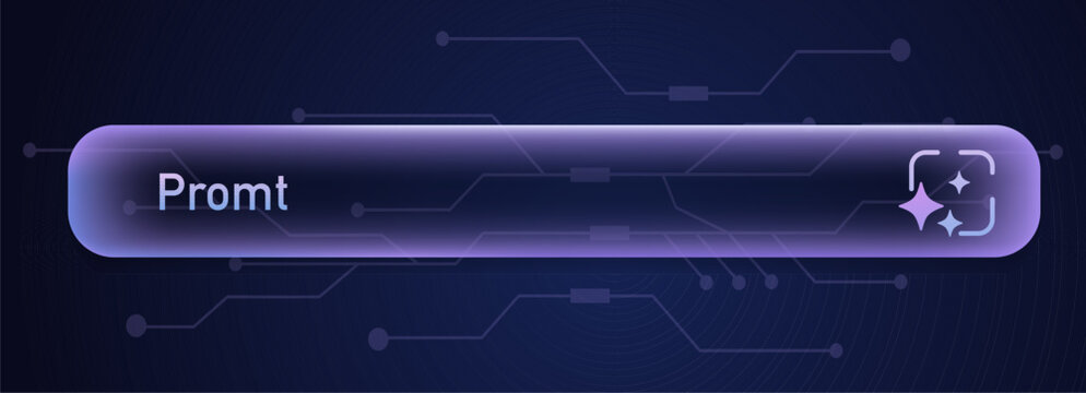 Website prompt bar, ai frame generative AI bar design in liquid glass. Artificial intelligence prompt search field machine learning technology, chat, futuristic, button. Search bar Internet browser