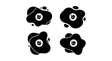 Fototapeta premium Abstract Organic Shapes with Heart Icon, Black and White Design