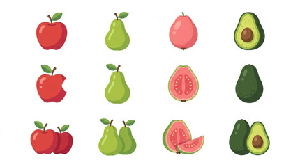 Fototapeta premium Assortment of Fresh Fruits Including Apples Pears Guavas and Avocados.