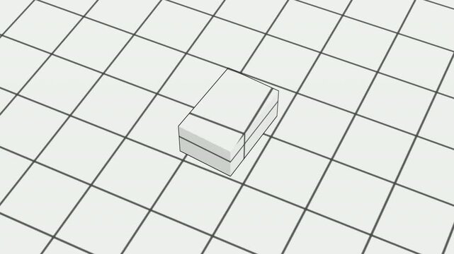 3D animated cardboard delivery box rendered in full color on black and outline style on white grid, ideal for ecommerce, delivery, logistics, online shopping, and business motion graphic themes.