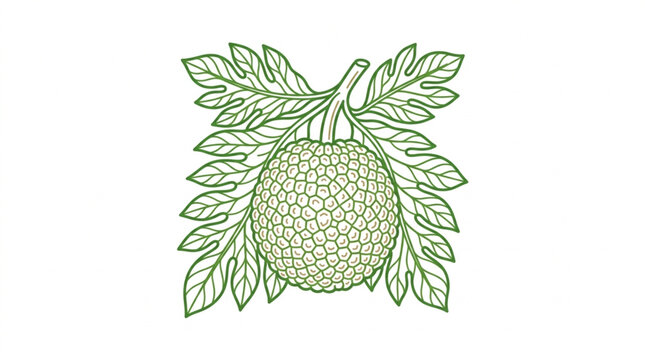 Breadfruit with leaves illustration.