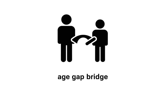 Bridging age gap concept illustration, connecting generations, understanding, family relations
