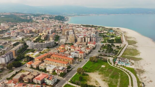 The city of Soverato in Calabria with its waterfront and buildings in summer