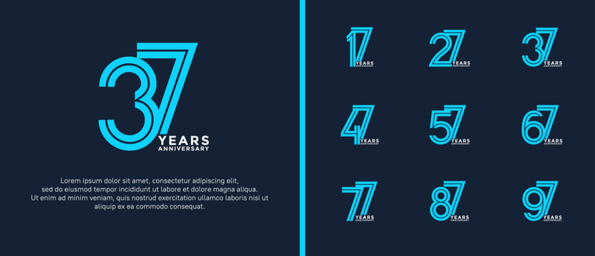anniversary vector logo set, blue and grey color can be use for celebration