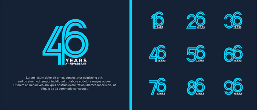 anniversary vector logo set, blue and grey color can be use for celebration